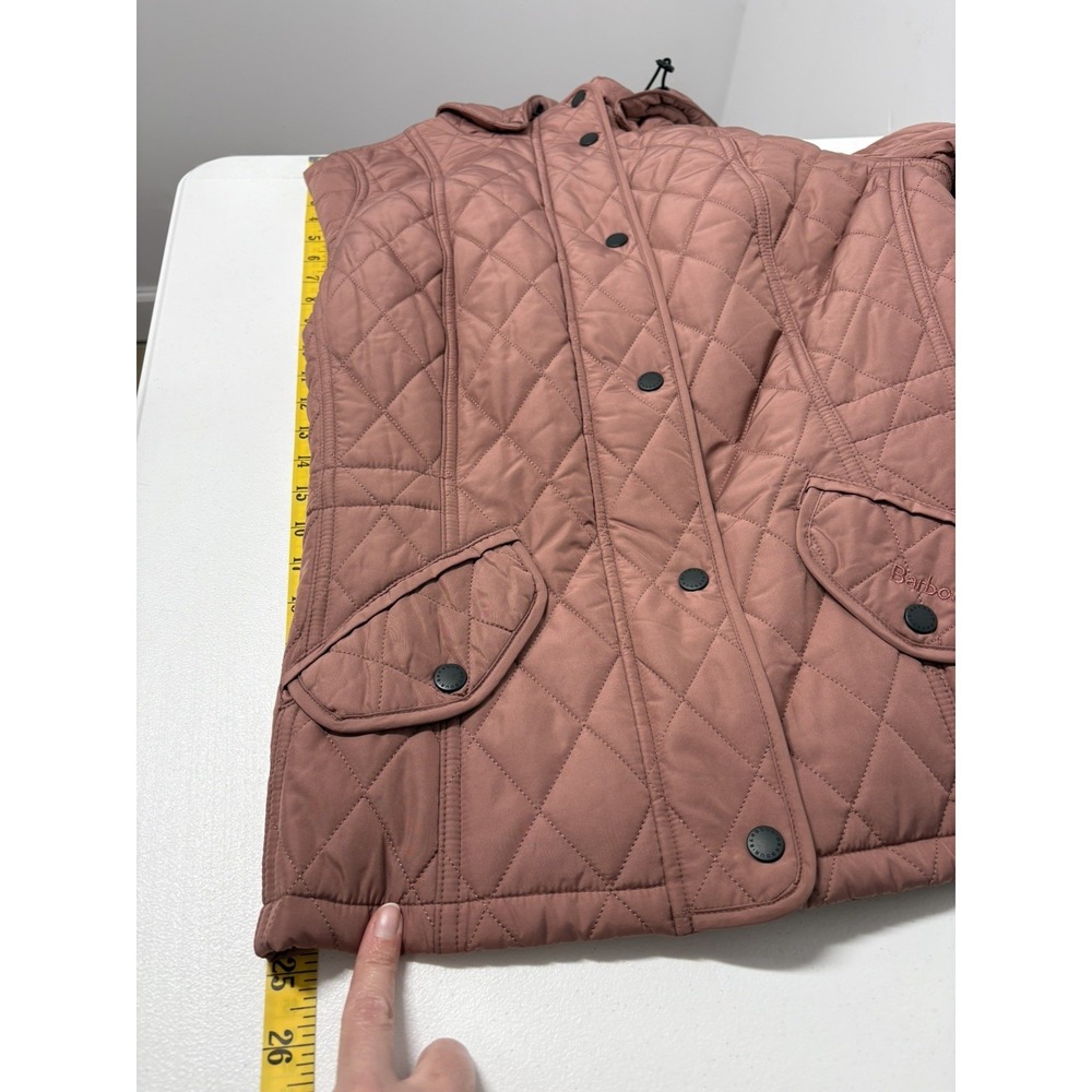 Barbour Womens Millfire Quilted‎ Jacket Size 6 Pink Tartan Zip Up Hooded Winter - Picture 12 of 14
